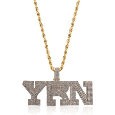 Nieuwe Europese en Amerikaanse YRN Letter Heren Trendy Hanger Populaire Zirkonia Ketting Sieraden beige