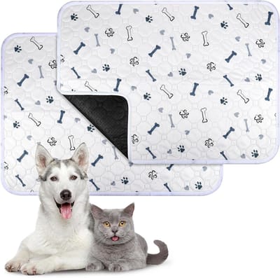 Wasbare puppypads 45 x 60 cm - herbruikbare trainingspads voor honden - waterdichte plaspads - absorberend en snel drogend - antislip - thuis, auto, reizen - set van 2stuks.