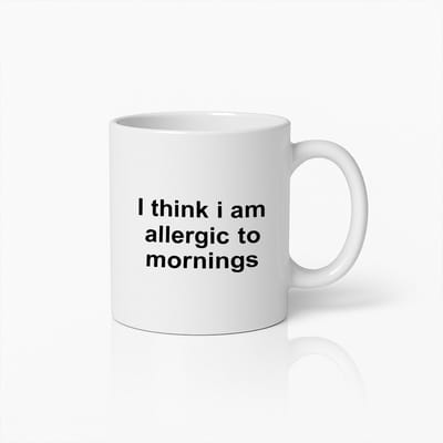 330ml Grappige Ochtendmok – Humoristische Koffiebeker met "Allergisch voor Ochtenden" Tekst