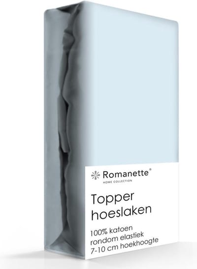 Romanette topper hoeslaken - Blue - Lits-jumeaux (160x200 cm)