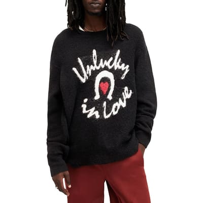 AllSaints Lucky Love Crew Black Maat: XXL | Sweaters Outlet | Heren | Zwart