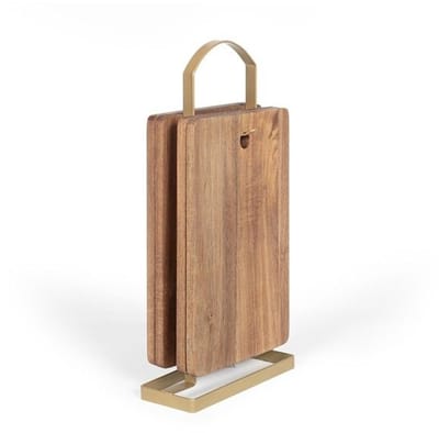 Set van 4 snijplanken - LIVOO - MES152 - FSC acaciahout - 22 x 14 cm - Metalen onderstel