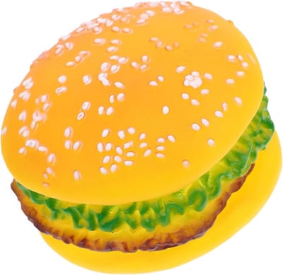 Hondenspeeltje Hamburger - Kauwspeeltje Pieper - Interactief Spelen - Tandenreinigend Oppervlak - 8x7.7x5 cm - Geel