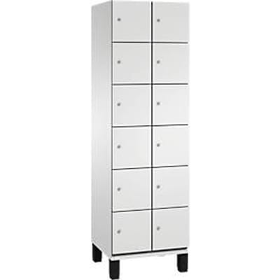 C+P Cambio lockerkast, 2 vakken, 12 vakken, op poten, B 600 x D 525 x H 1980 mm, lichtgrijs