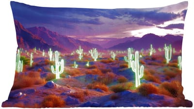 Sierkussens - Kussentjes Woonkamer - 60x40 cm - Neon cactussen - Woestijn - Zonsondergang