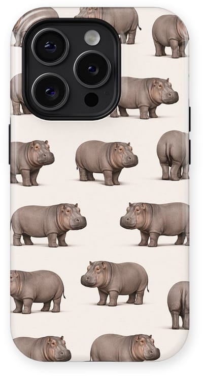 Safari Tough Case geschikt voor iPhone 14 Pro | Premium hoesje met Safari Dieren Design | Geschikt voor Mag | Dieren Print Backcover geschikt voor iPhone 14 Pro Nijlpaard