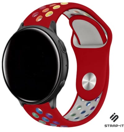 Strap-it Siliconen sport bandje - geschikt voor Garmin Vivoactive 3 / Vivoactive 5 / Venu / Venu SQ / Vivomove HR / Forerunner 245 / 570 - 42mm / 645 - rood/kleurrijk