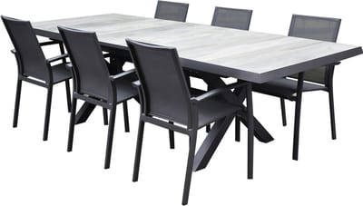 Malaga New Delhi dining tuinset uitschuifbaar 204-264x103xH74,5 cm 5 delig aluminium