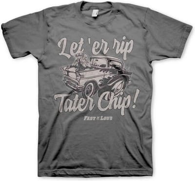 Fast N' Loud Heren Tshirt -S- Let 'Er Rip Tater Chip Grijs