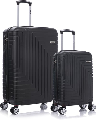 TRALEX - Luminara - 2 Delig kofferset - Grote Set 39L&97L - Handbagage - 39L - 56x37x23cm - Grote koffer - 97L - 76x49x29cm - ABS - Harde schaal - TSA-slot - Lichtgewicht - Flexibel - Duurzaam - Stille rubberen wielen - Dubbele spinnerwielen - Zwart