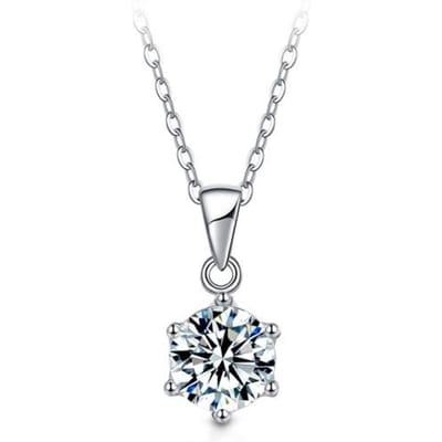 D Kleur VVS1 Moissanite Ketting 925 Sterling Zilver 2 Karaat Rond Briljant Diamanten Solitaire Hanger Ketting voor Vrouwen Sieraden gray