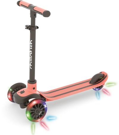 Chillafish Kinderstep 3 Jaar met drie LED wielen - Roze - Lichtgewicht Glow step meisjes met afneembaar stuur en voetrem - Aanpasbaar in hoogte - Leun-om-te-sturen - Extra grip handgrepen - Geen batterijen nodig - Model Scotti Glow 3