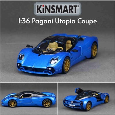 Kinsmart Modèle de Voiture Jouet 1/36 Pagani Utopia Coupé Super Sport Miniature Moulée sous Pression Véhicule à Tirer Collection Cadeau Pour Petit Ami blue