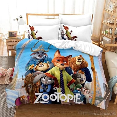 Cartoon Zootopia Zootropolis 3D-geprint Dekbedovertrekset HD Dekbedovertrek Beddengoed voor Kinderen Beddengoedsets Slaapkamerdecor US Full 200x229cm
