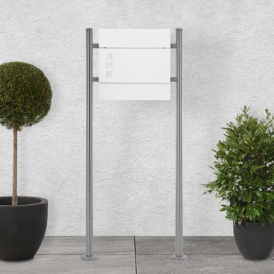 Brievenbus met krantenvak - Postbus staand - Post ontvangen - Roestvrij staal gepoedercoat - 120 cm hoog - Wit