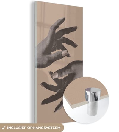 MuchoWow® Glasschilderij 60x120 cm - Schilderij acrylglas - Vintage - Hand - Design - Foto op glas - Schilderijen