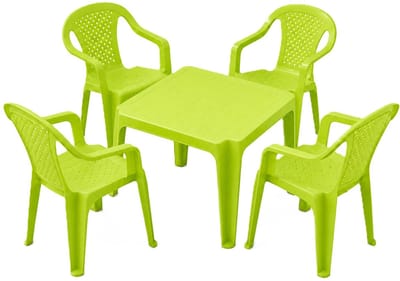 Pro garden kinder tuinset - groen - kunststof - kindertafel en stoeltje - binnen/buiten