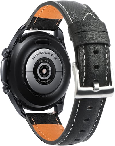 Geschik voor Galaxy Watch 3 45 mm armband leer Zwart