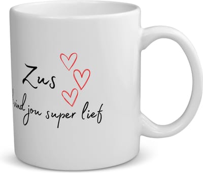 Akyol - zus ik vind jou super lief koffiemok - theemok - Zus - de liefste zus - verjaardag - cadeautje voor zus - zus artikelen - kado - geschenk - 350 ML inhoud