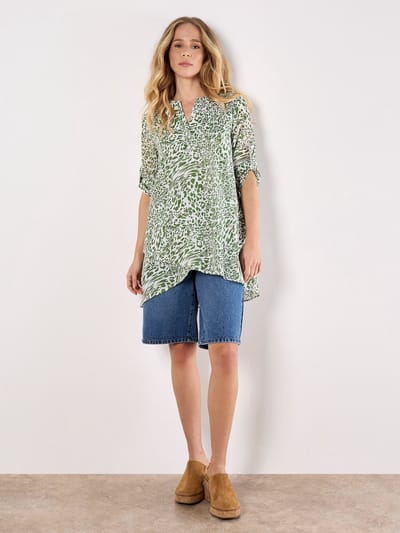 Mixed Animal Print Layered Blouse