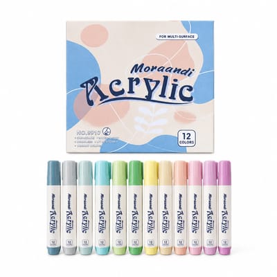 Acrylstiften met zachte punt - 12 kleuren - Over elkaar aanbrengen - DIY voor keramiek en markeren - Set van 12