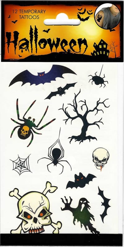 Halloween Tattoos nr. 3/C - Tijdelijke Tattoo - Plak Tattoos - Nep Tattoo - Fake Tattoo – Volwassenen en Kinderen - 1 Vel met 12 tattoos