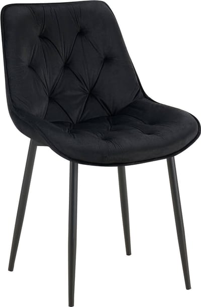 CLP Wallace Eetkamerstoel - Zonder armleuning - Metalen frame - Vloerbeschermers - Velvet - Fluweel - zwart