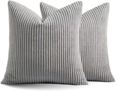 Kussenhoes Zachte Ribstof (2 stuks) - Grijs - 45x45 cm - Gestreept Corduroy Kussenhoes - Ribfluweel Kussen - Sierkussen Zonder Vulling - Bankkussen / Zetelkussen / Decoratiekussen - Vele diverse kleuren