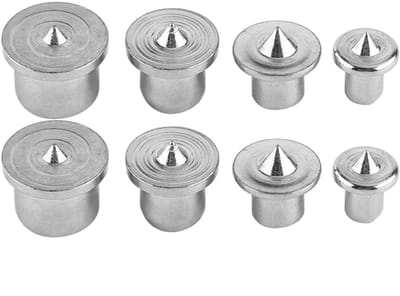 Dailygoods- Deuvelpunten 8 Stuks - A3 Staal - 6mm/8mm/10mm/13mm - Houtbewerking - Hardhout/Zacht Hout - Gefreesd met Markeringspunten - Houtverbinding