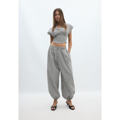 Stradivarius Geruite balloonbroek  Ecru XS