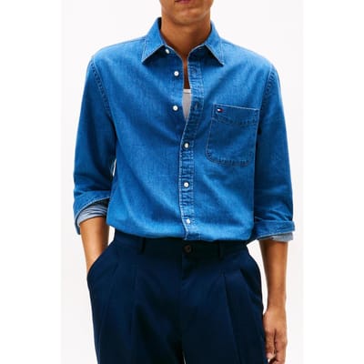 Tommy Hilfiger Denim Rf Shirt Mid Blue Denim Taglia: XS | Camicie Casual Outlet | Uomo | Blu