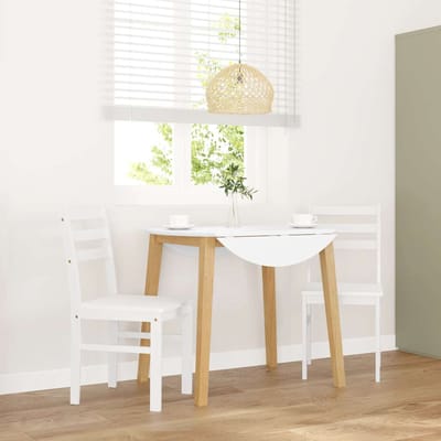 vidaXL - Eetkamerstoelen - 2 - st - massief - hout - rubber - wit