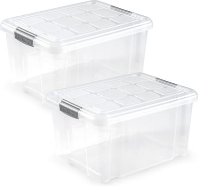Plasticforte Opslagbakken met deksel - 3x stuks - 16 liter - 40 x 30 x 21 cm - Organizers - transparant - kunststof