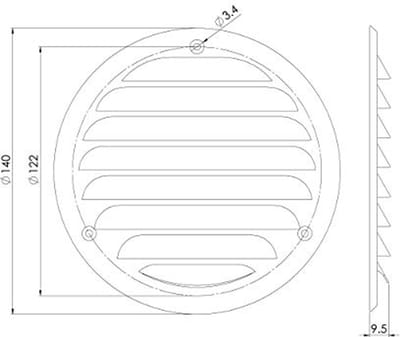 Rond ventilatierooster 100mm roestvrij staal met insectenbescherming - Ventilatie oplossing voor binnen en buiten