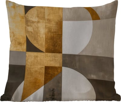 Tuinkussen - Abstract - Goud - Grijs - Vormen - Geometrisch - 40x40 cm - Weerbestendig