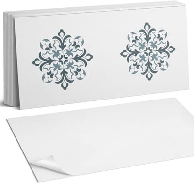 Coloray Plaktegels - Bloemmotief in symmetrie Zelfklevende Wandtegels - 40 cm x 20 cm - Grijs Plaktegels - 10 stuks - Rechthoek PVC Tegels - Plaktegels Badkamer - Vloertegels Zelfklevend - Vinyltegels Vloer Zelfklevend - Portugese Tegels