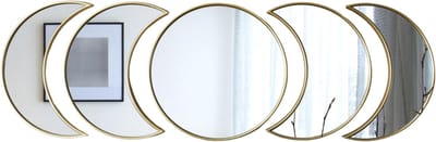 Home Deco Factory spiegel set - 5x stuks - d26 cm - maanvorm - kunststof - decoratie - wandspiegel