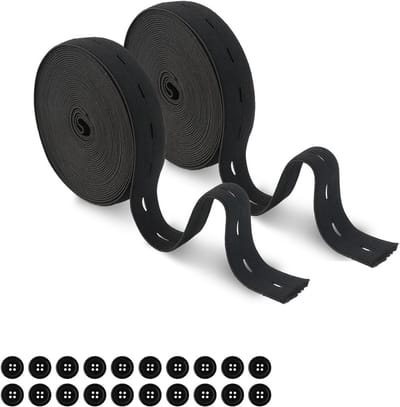 Elastische Rubberband voor Naaien en Knopen, 20 Meter Breed 20 mm, Ideaal voor Broeken en Riemen, Zwart