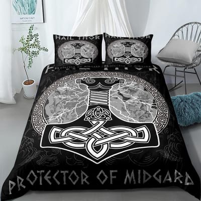Vikingen Yggdrasil Fenrir Wolf Beddengoedset King Queen Dubbel Volledig Twin Eenpersoonsmaat Mythologie Symbolen Runen Beddengoedset 140x200cm