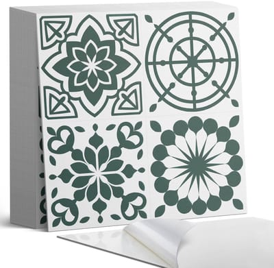 Coloray Plaktegels - Bloemen- en geometrische patronen Zelfklevende Tegels - 20 cm x 20 cm - Groente Plaktegels - 20 stuks - Vierkant PVC Tegels - Plaktegels Badkamer - Plaktegels Vloer - Vinyl Tegels - Wandtegel Zelfklevend