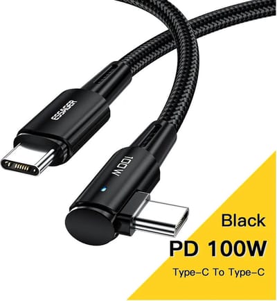 Essager 100W 60W USB Type C naar USB C-kabel 90 graden hoek voor iPad MacBook Pro Xiaomi Samsung Huawei Snel opladen Type-C Datumdraad 3m 100W Cable