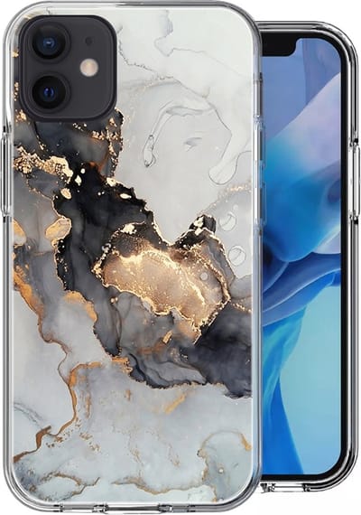 Hoesje geschikt voor iPhone 12 Mini - Siliconen Shock Proof Case Back Cover Hoes Marmer Goud