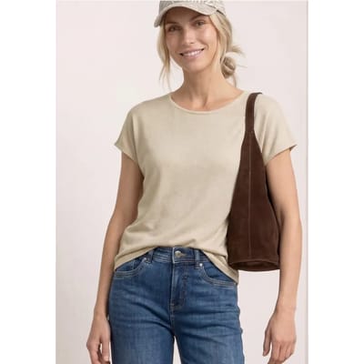 Shirt met korte mouwen en boothals