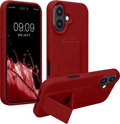 kwmobile back cover voor smartphone - geschikt voor Apple iPhone 16 - 1x beschermhoesje van kunststof - In rabarber rood