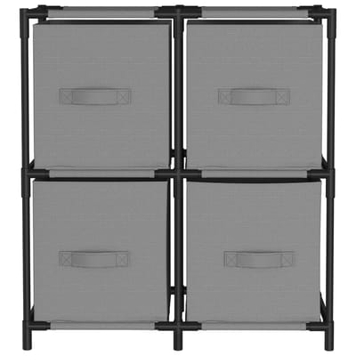 vidaXL - Opbergkast - met - 4 - stoffen - manden - 63x30x71 - cm - staal - grijs