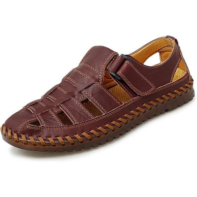 Heren Sandalen Heren Plus Maat Zomer Echt Leer Pump Leren Sandalen Heren Trendy Strand Schoenen 45 black