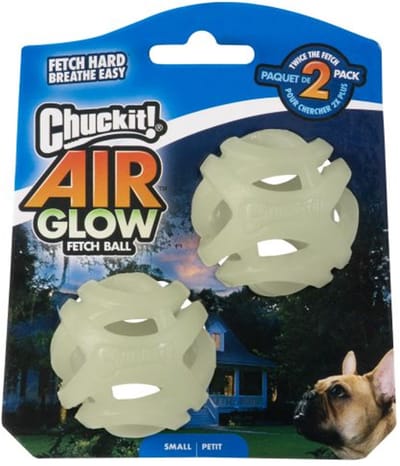 Chuckit! Air Glow Fetch Ball - Small - Hondenspeelgoed - Hondenbal - Kauwspeelgoed - Chuckit bal - Rubberen Hondenbal - Glow in The Dark - 2 ST