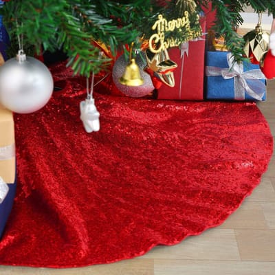 48 inch gouden kerstboomrok, kerstversiering, paillettenboomrokhoes, nieuwjaarsfeest, binnenvakantieboomversieringen