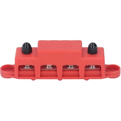 4 Stud M8 Verdeelblok Zwaar Uitgevoerd Module Stroomverdelingsblok Verdeelrail Doos voor RV Jacht 48VDC 250A Rood red