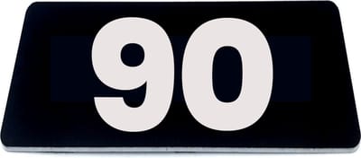 Nummerplaatje 90 - 80 x 50 x 1,6 mm - Zwart/wit - incl. 3M-tape | Nummerbordje - Deur en kamernummer - brievenbusnummers - Gratis verzending - 5 jaar garantie